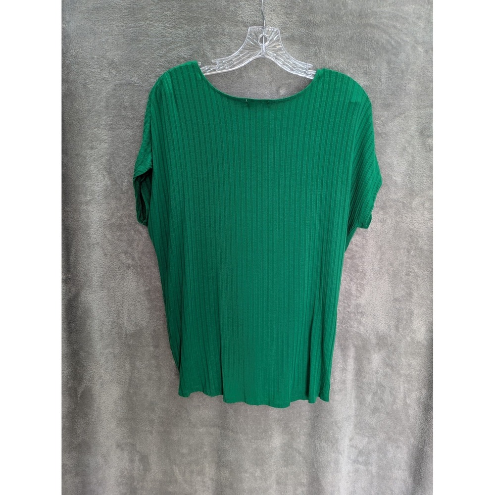 Twist Front‎ Top Women's Medium Green Rib Knit Dolman Casual Relaxed Slouchy - Picture 3 of 8